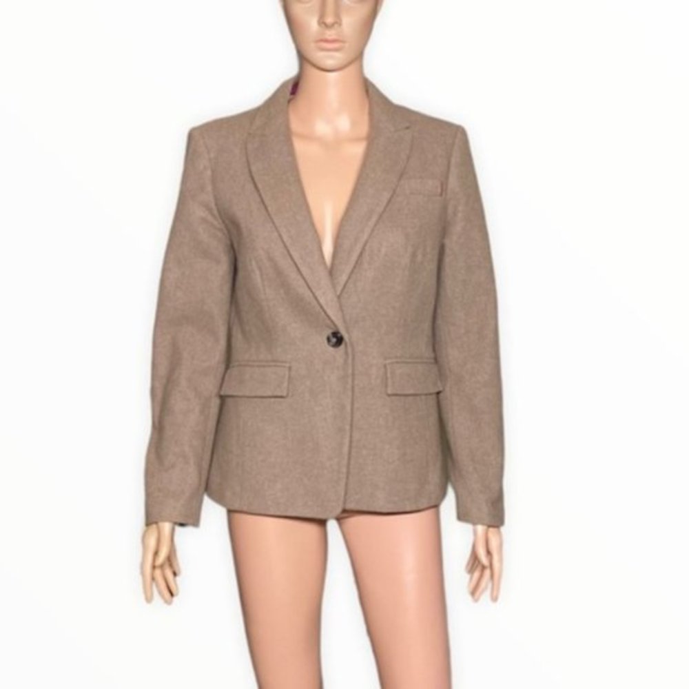 Banana Republic Wool Blend Notched Lapel Single Button Blazer in Tan Size 8